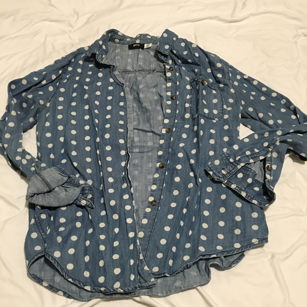polka dot button down